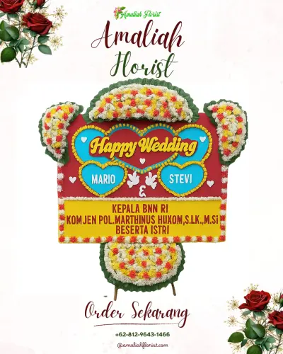 Karangan Papan Bunga Pernikahan tanah sereal